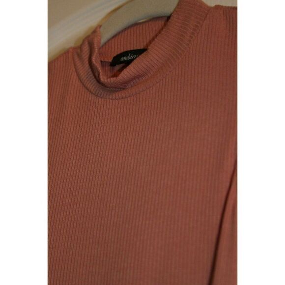 Ambiance High Neck Bodysuit Ribbed Knit Pink Sleeveless Lightweight Junior S NEW - Picture 2 of 5